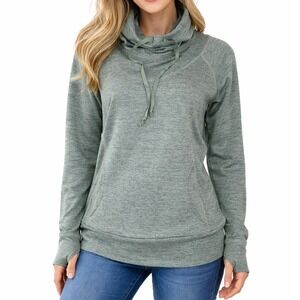 Kuhl Lea Cowl Neck Pullover Sweater Womens Small Green Hiking‎ Outdoor Thumbhole